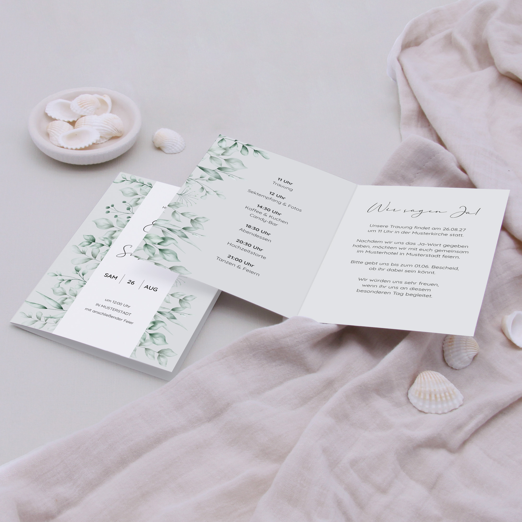 Klappkarte DIN A6 im Hochformat-Greenery "evergreen mint"
