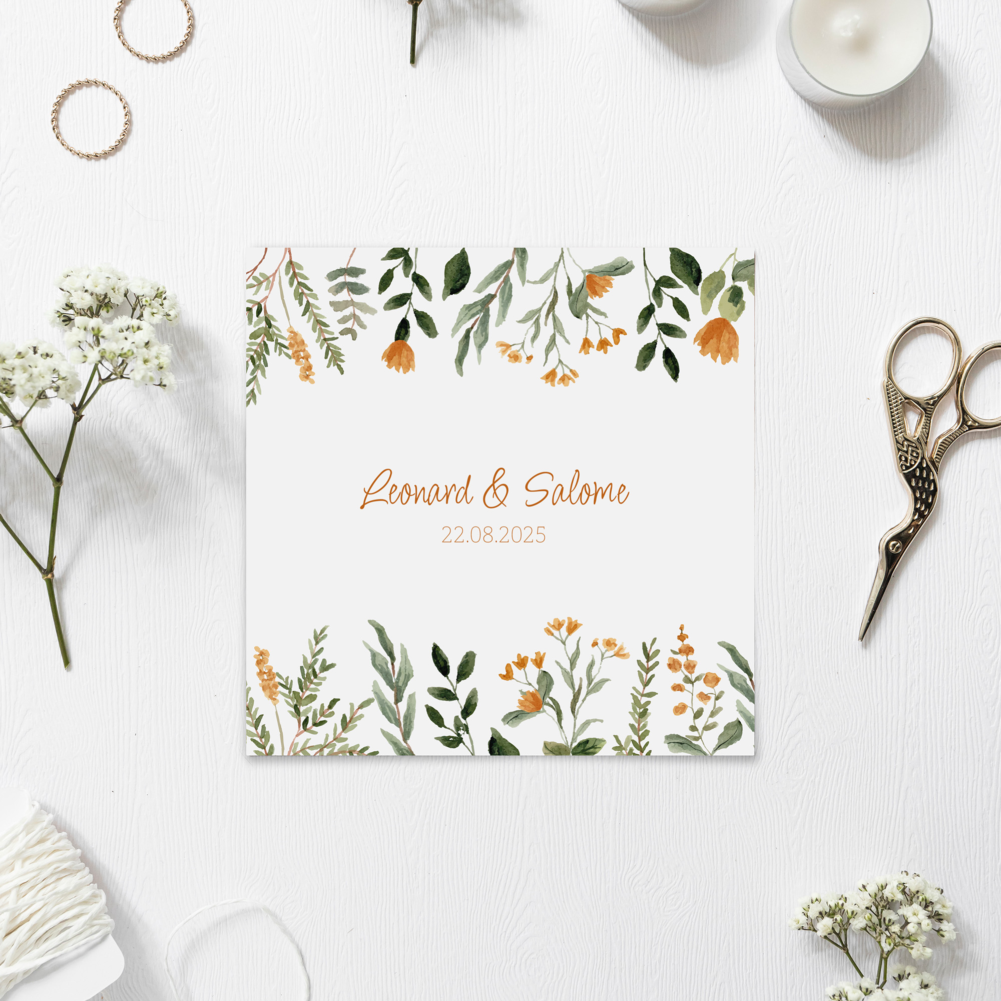 Postkarte Quadrat 148 x 148 mm - Floral "Warm Botanicals"