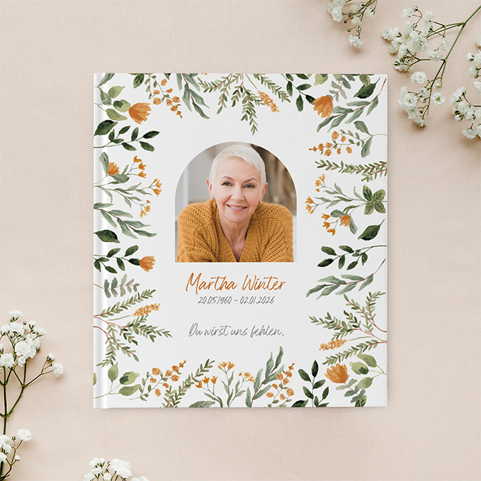 Kondolenzbuch - Floral "warm botanicals"
