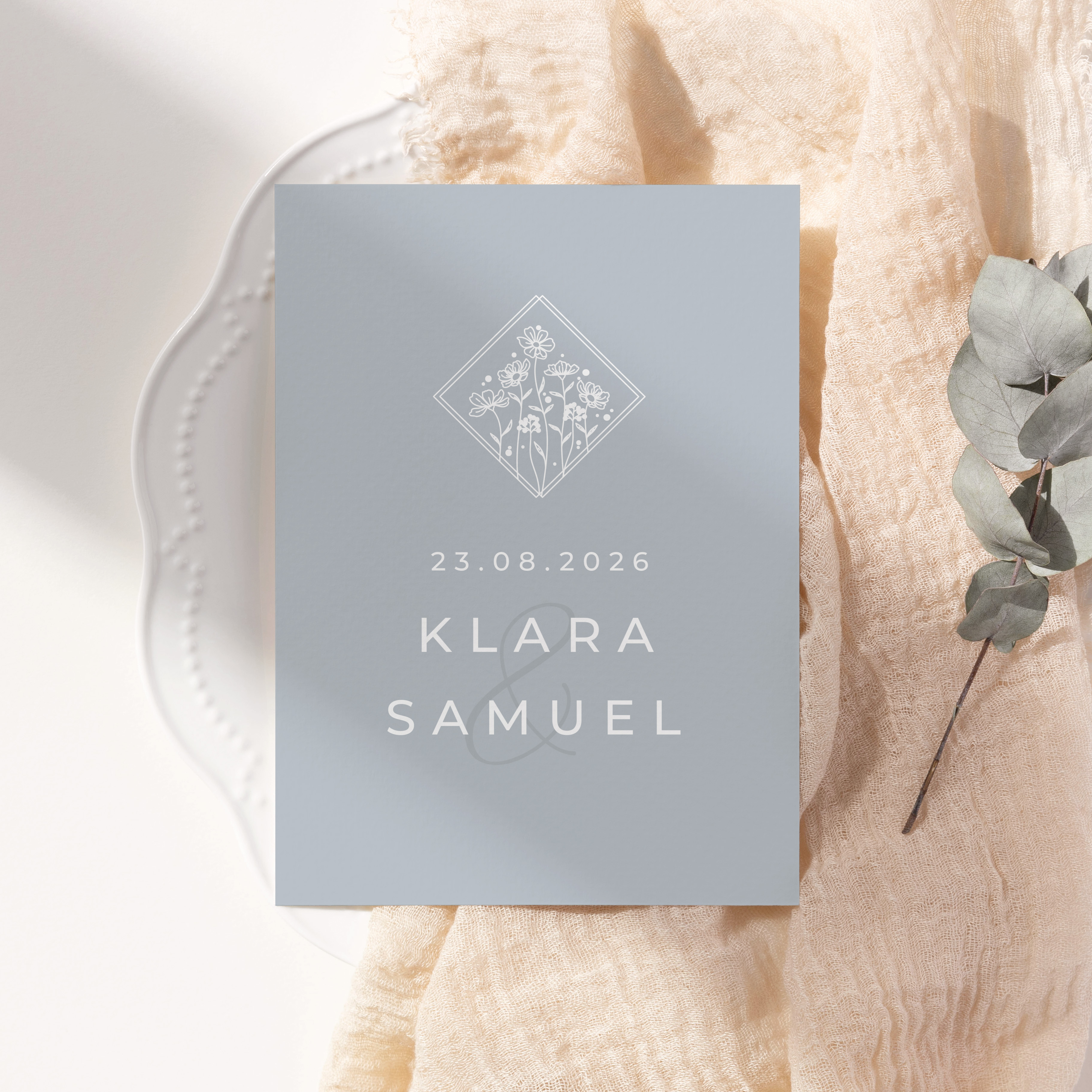 Postkarte DIN A6 im Hochformat - Vintage "la fleur bleue"