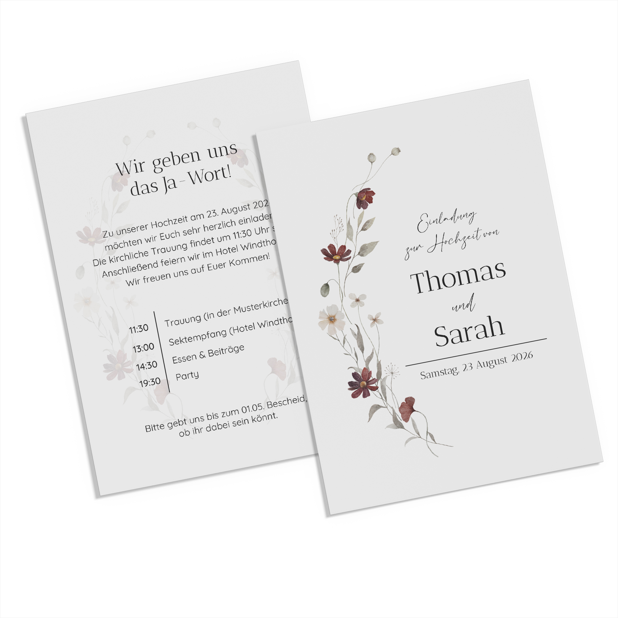 Postkarte DIN A6 im Hochformat - Vintage "wildflower note"