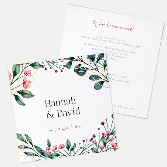 Postkarte Quadrat 148 x 148 mm - Floral "pink garden"
