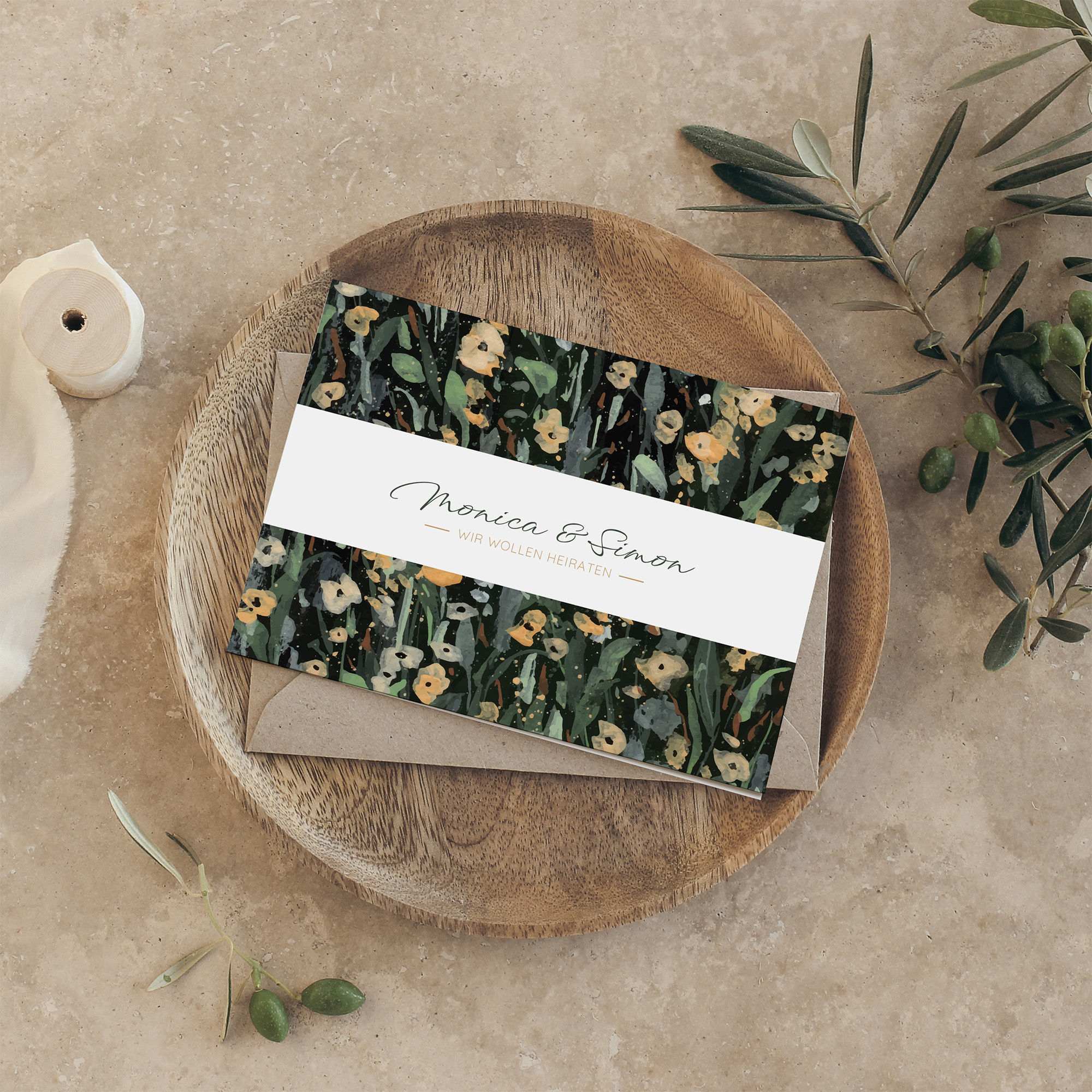 Klappkarte DIN A6 im Querformat - Vintage - "la campagna"