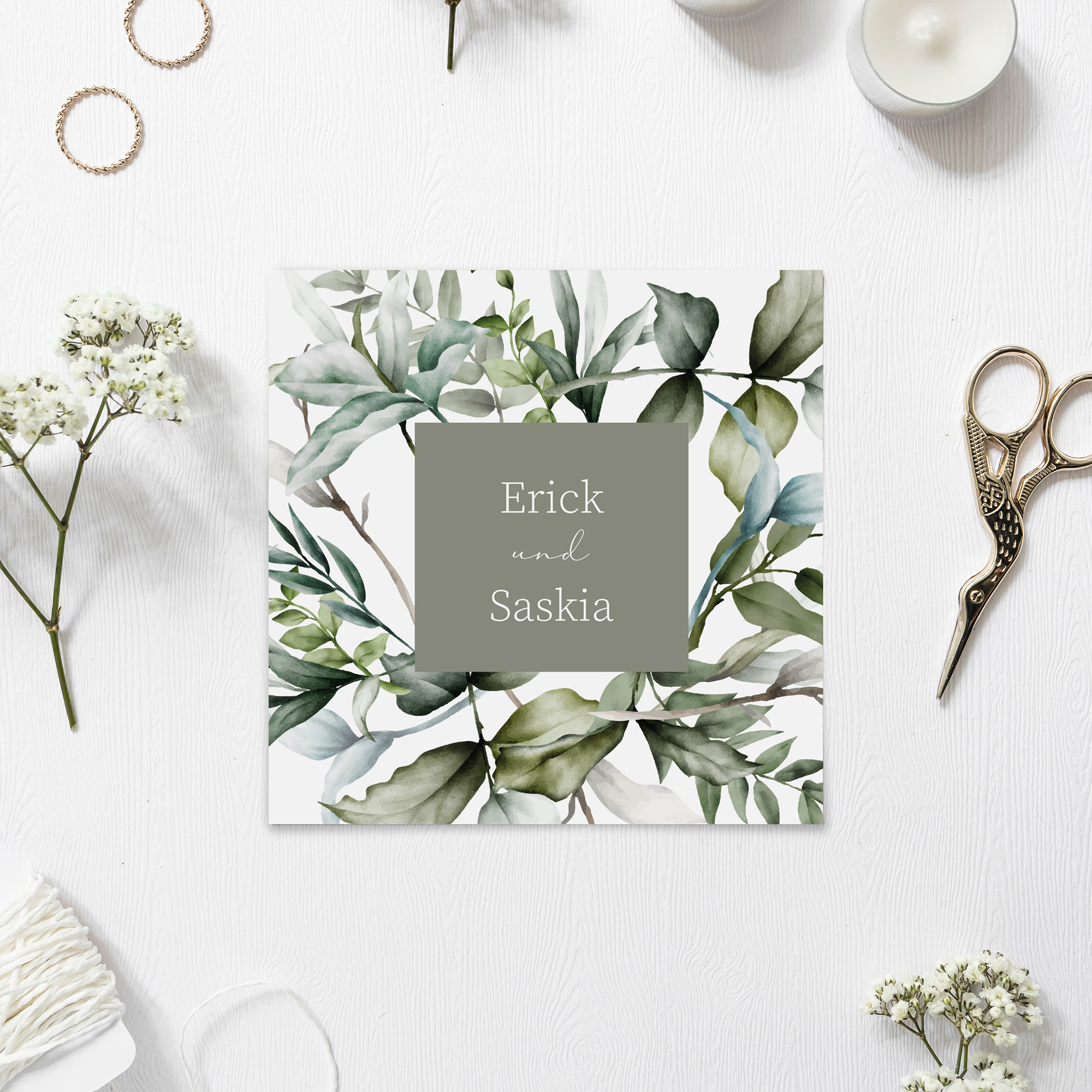 Postkarte Quadrat 148 x 148 mm - Greenery "pure greenery"