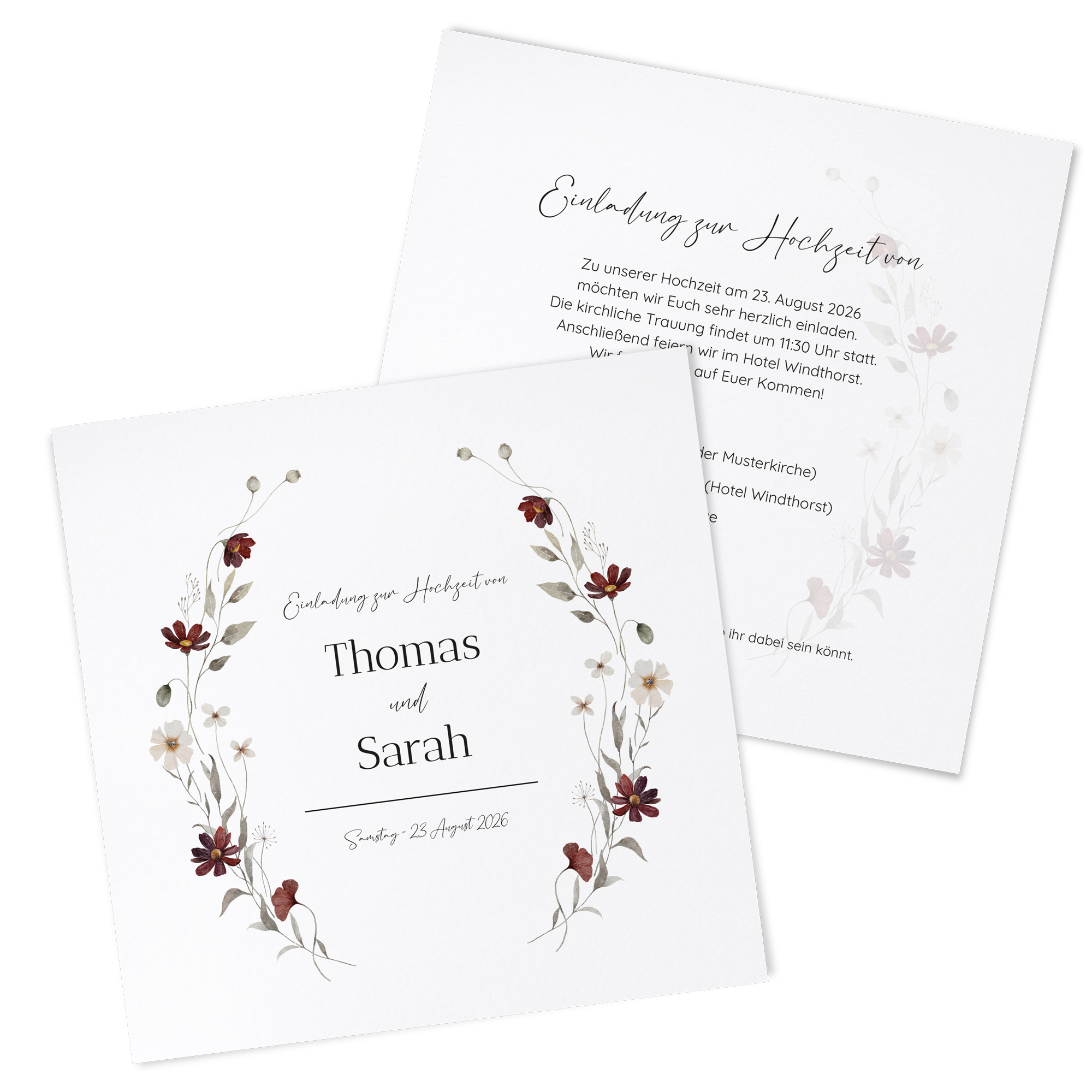 Postkarte Quadrat 148 x 148 mm - Vintage "wildflower note"