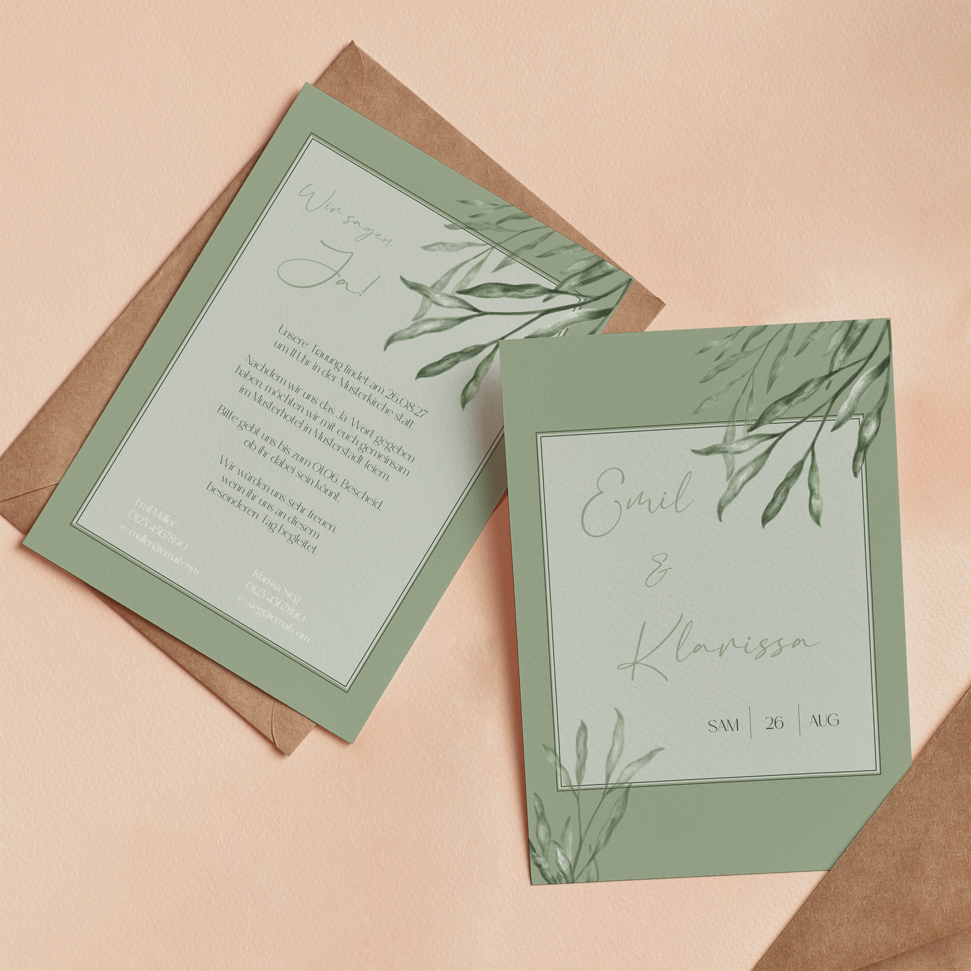 Postkarte DIN A6 im Hochformat - Greenery  "natural frame"