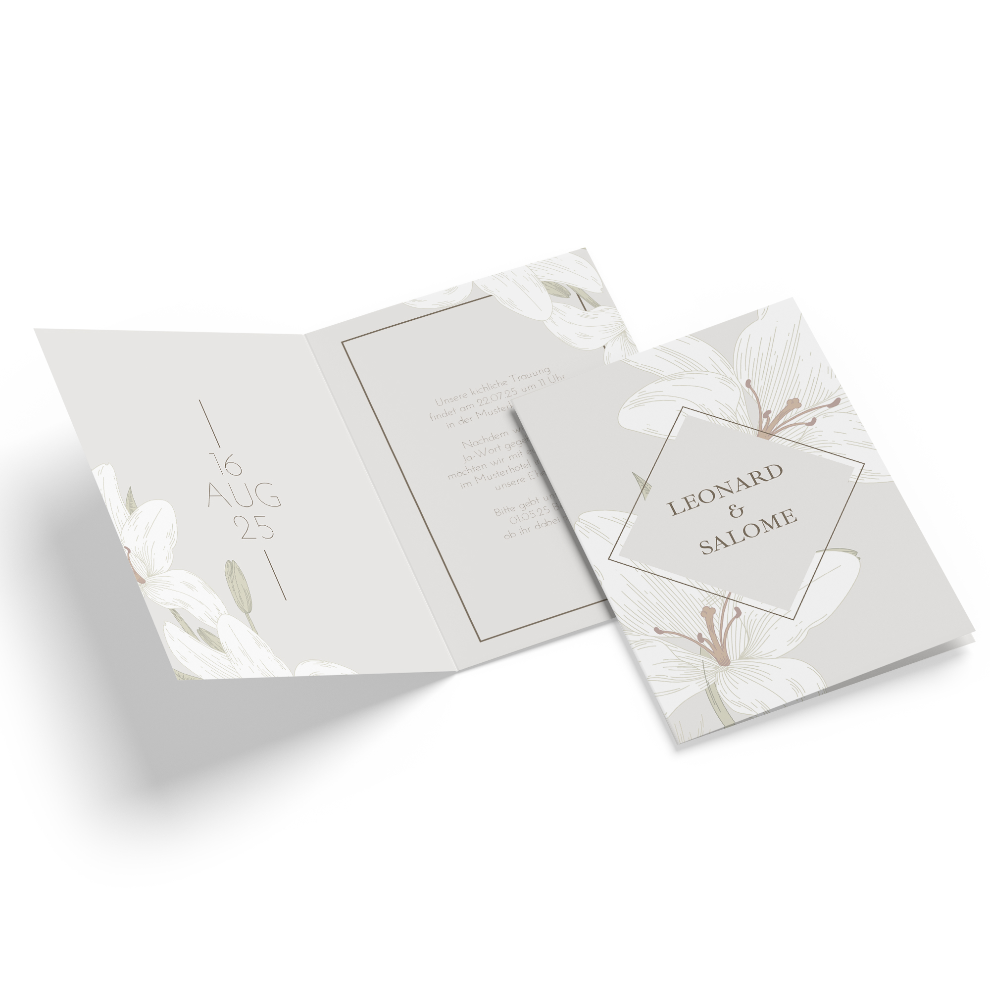 Klappkarte DIN A6 im Hochformat - Floral "white lily"