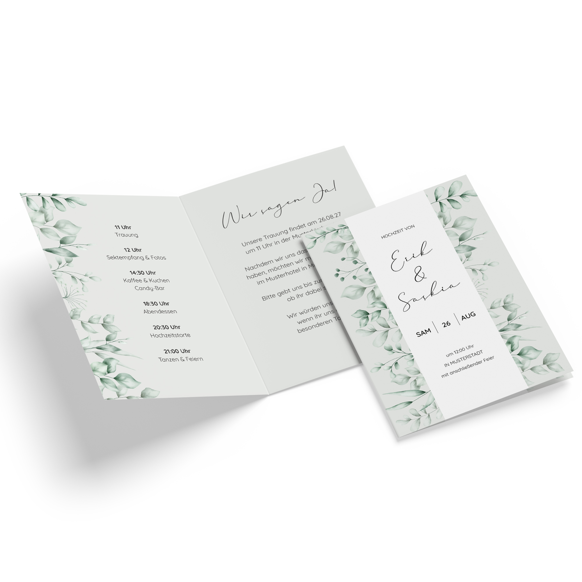 Klappkarte DIN A6 im Hochformat-Greenery "evergreen mint"