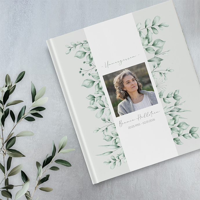 Kondolenzbuch - Greenery "evergreen mint"