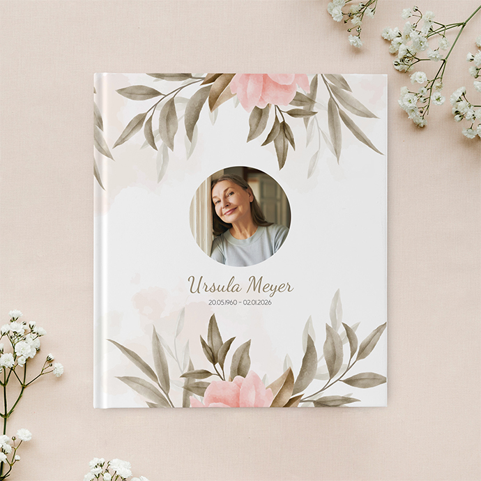 Kondolenzbuch - Floral "Rose Leaf"