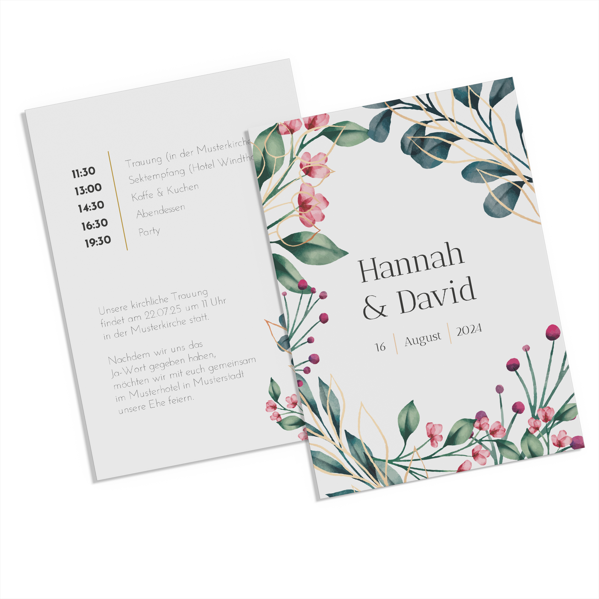 Postkarte DIN A6 im Hochformat - Floral "pink garden"