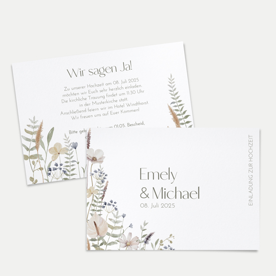 Postkarte DIN A6 im Querformat - Boho "pastel bloom"
