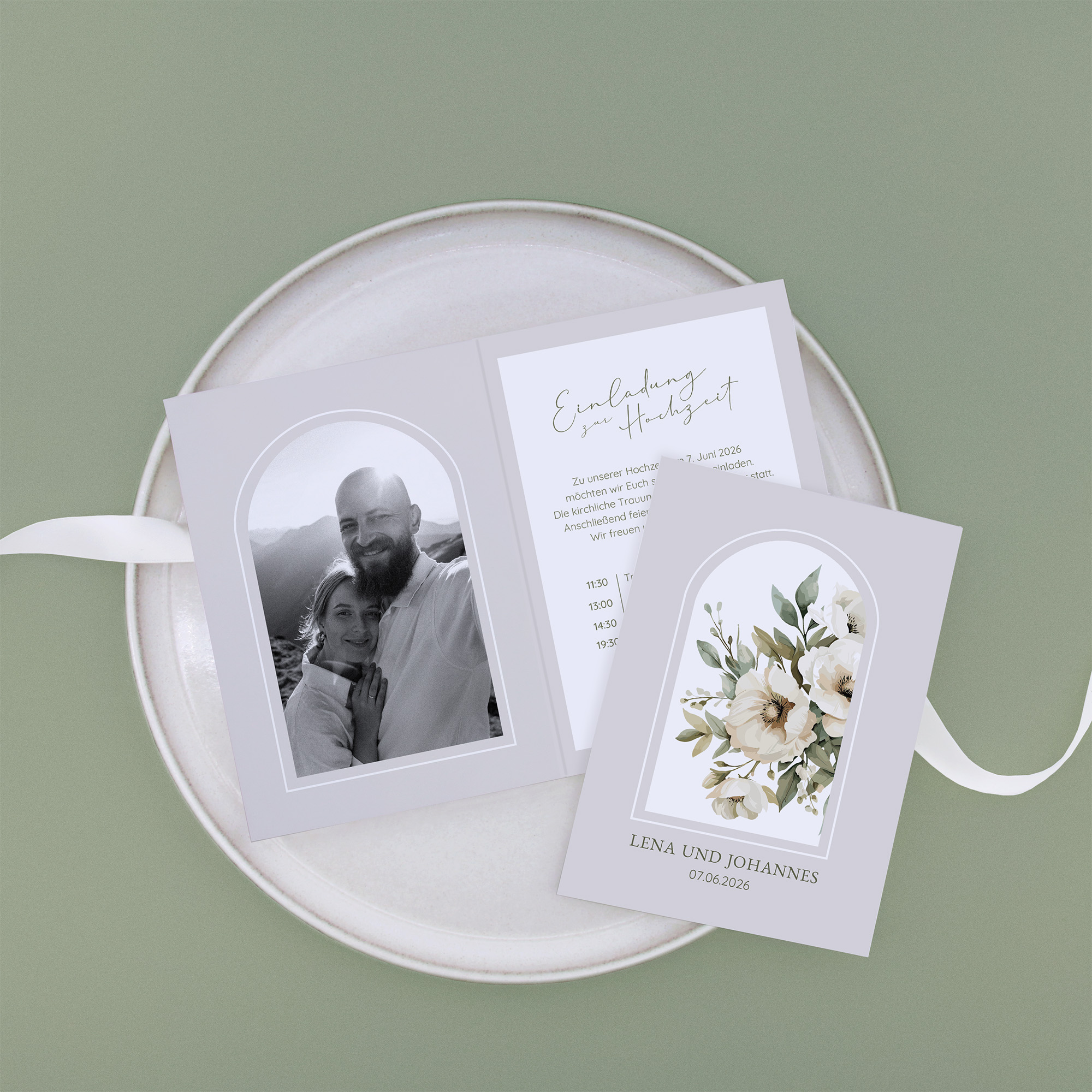 Klappkarte DIN A6 im Hochformat - Vintage - "ivory garden"