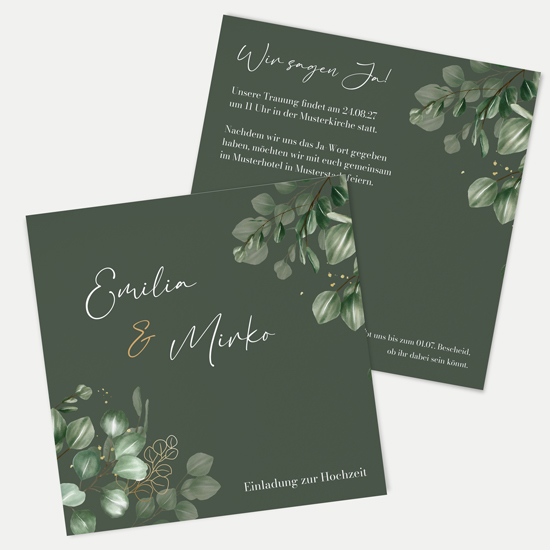 Postkarte Quadrat 148 x 148 mm - Greenery "eucalyptus night"
