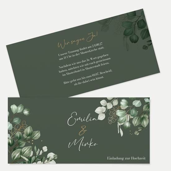 Postkarten DIN lang im Querformat 210 x 98 mm - Greenery "eucalyptus night"