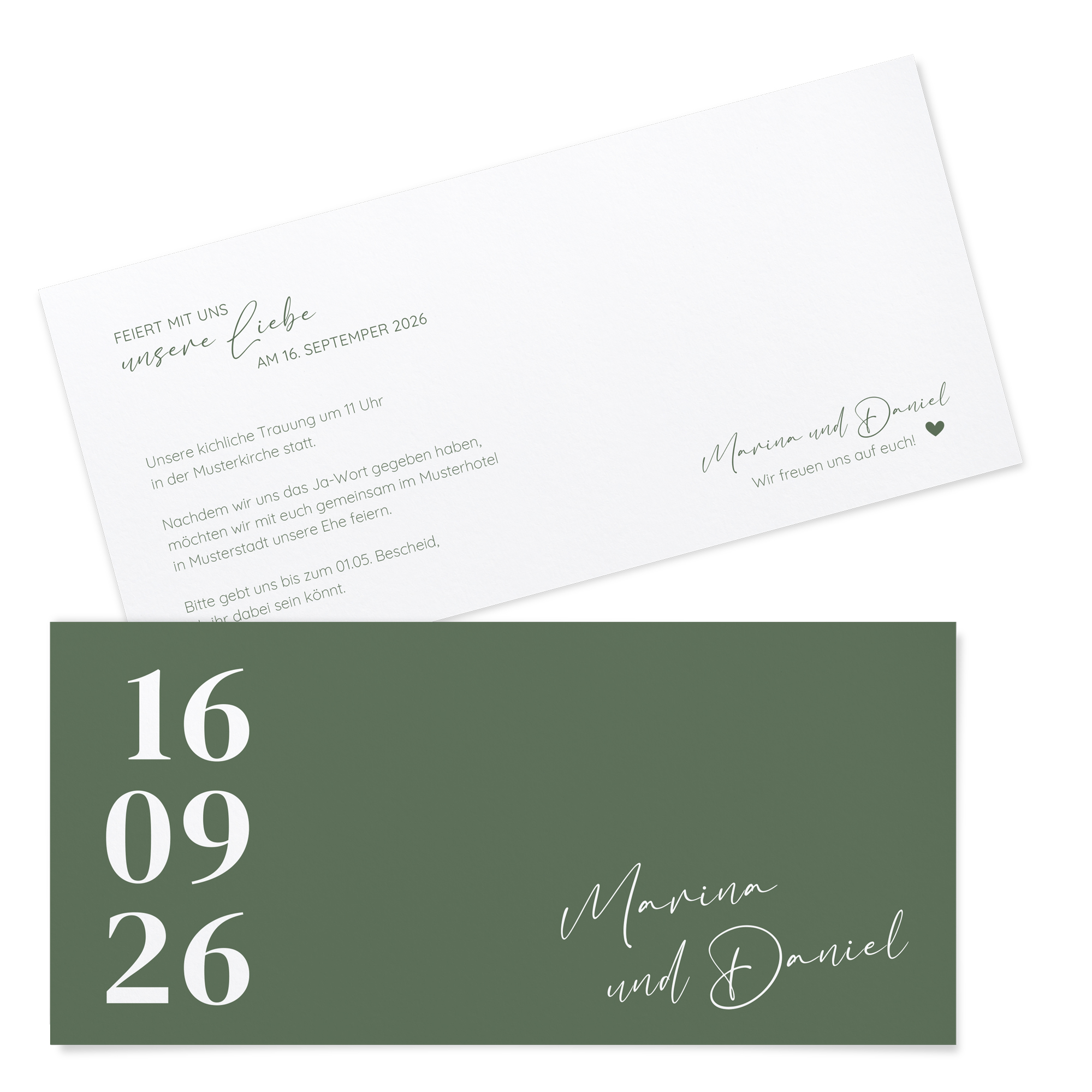 Postkarten DIN lang im Querformat 210 x 98 mm - Minimalistisch "simply green"