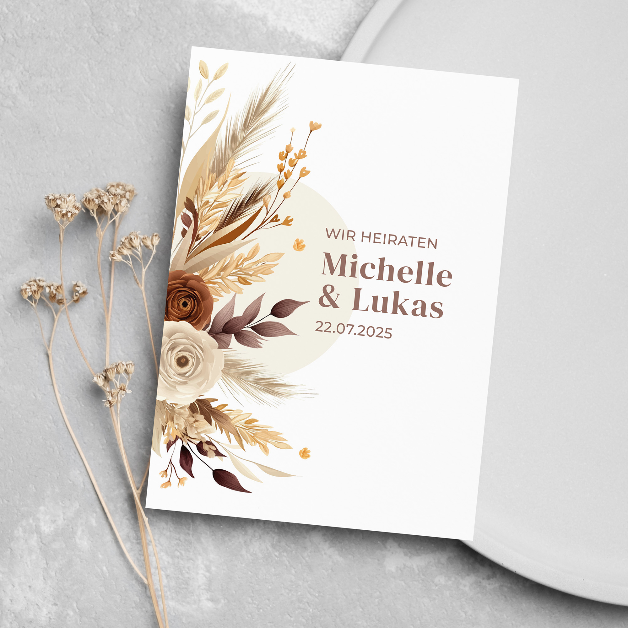 Postkarte DIN A6 im Hochformat - Boho "earth bouquet"