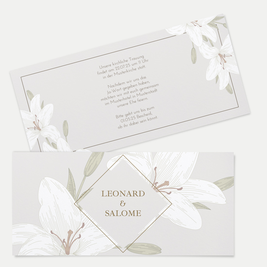 Postkarten DIN lang im Querformat 210 x 98 mm - Floral "white lily"
