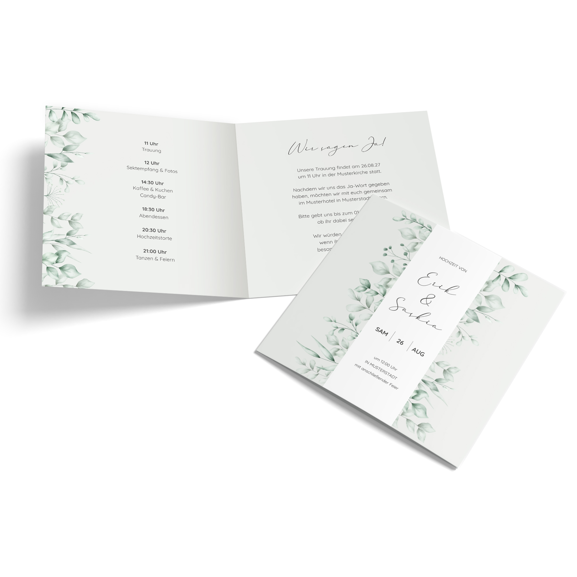 Klappkarte Quadratisch 148 x 148 mm - Greenery "evergreen mint"