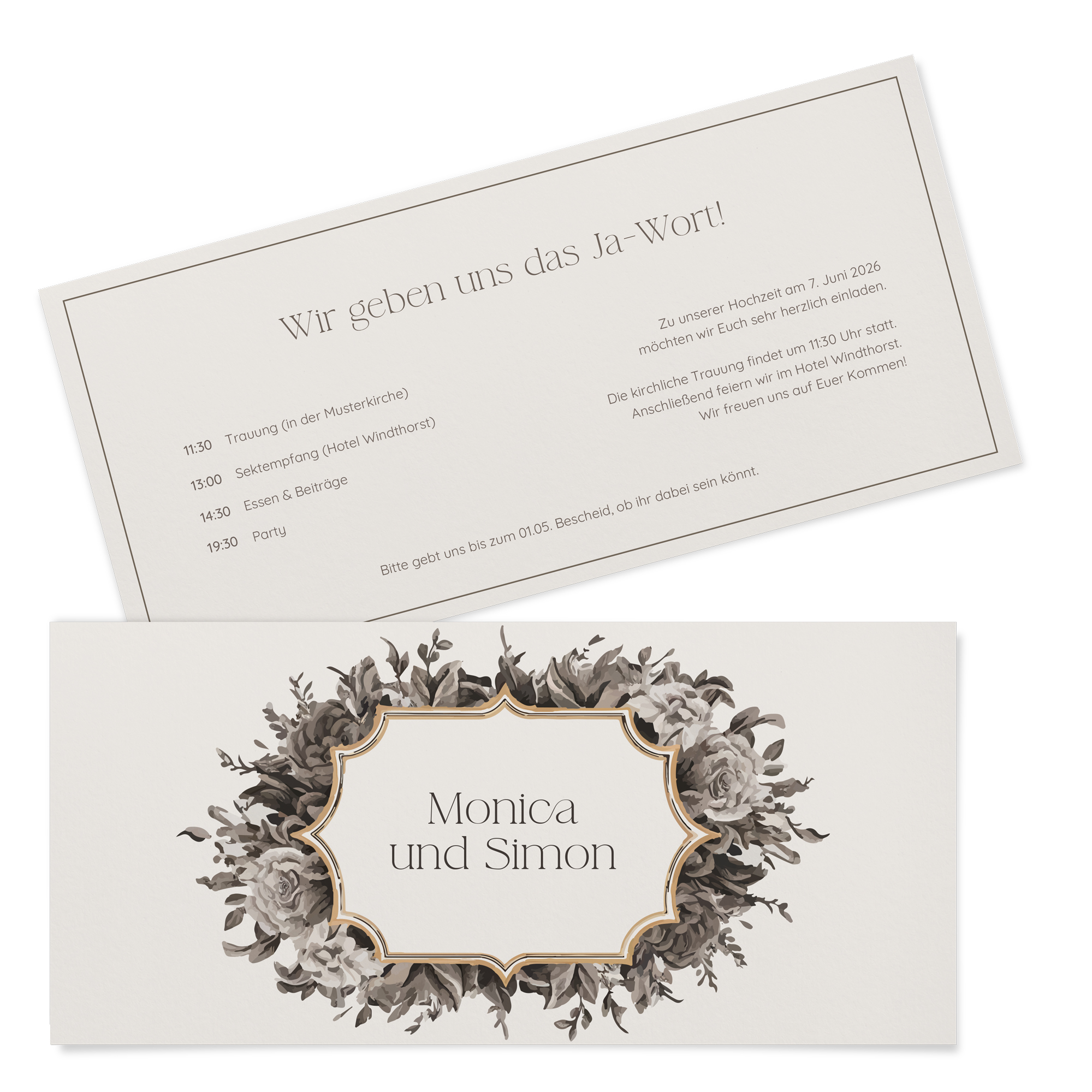 Postkarten DIN lang im Querformat 210 x 98 mm - Vintage "baroque frame"