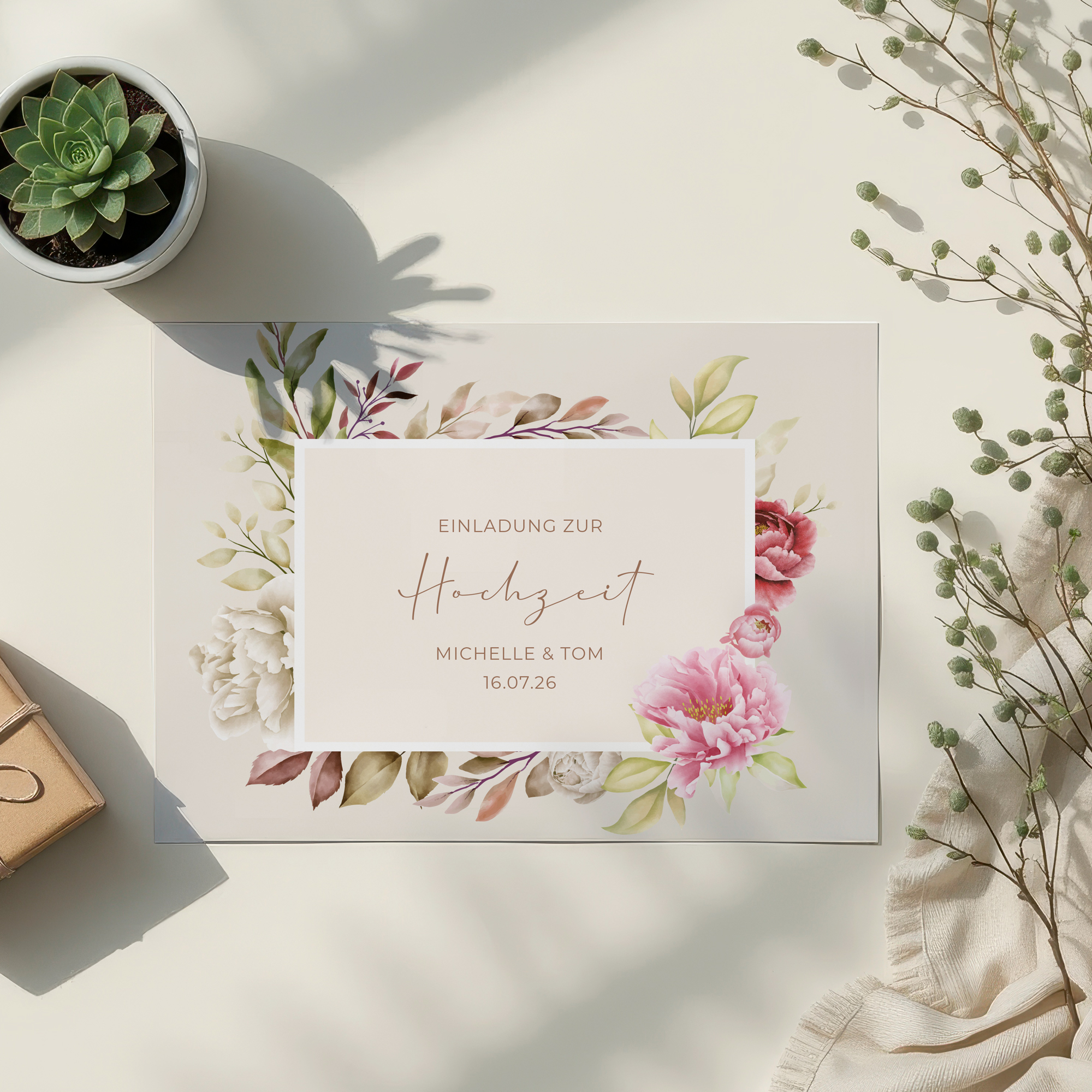Postkarte DIN A6 im Querformat - Floral "Peony Bloom"