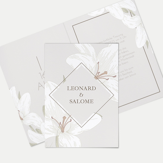 Klappkarte DIN A6 im Hochformat - Floral "white lily"