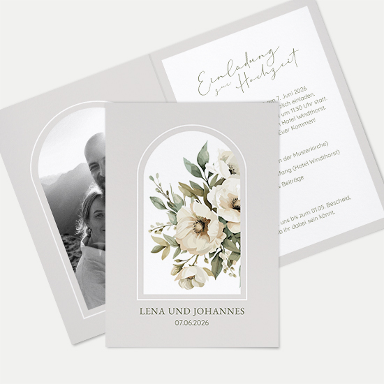 Klappkarte DIN A6 im Hochformat - Vintage - "ivory garden"