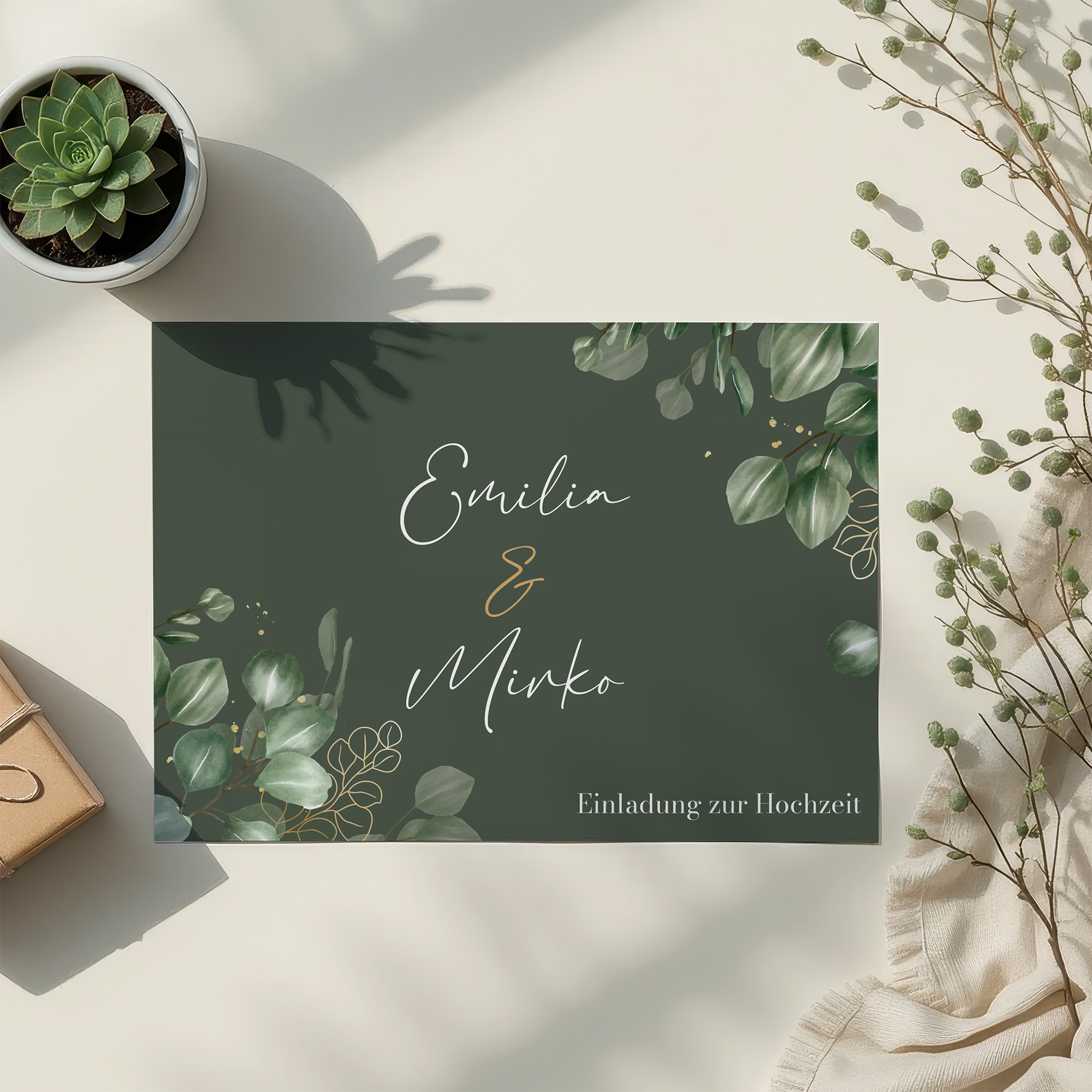 Postkarte DIN A6 im Querformat - Greenery - "eucalyptus night"