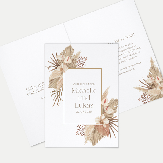 Klappkarte DIN A6 im Hochformat - Boho "golden haze"