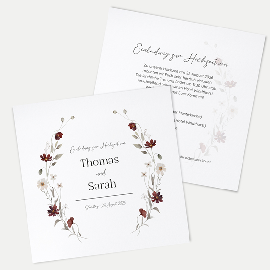 Postkarte Quadrat 148 x 148 mm - Vintage "wildflower note"