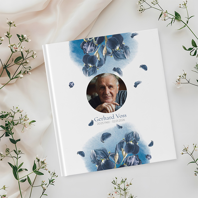 Kondolenzbuch - blue petal