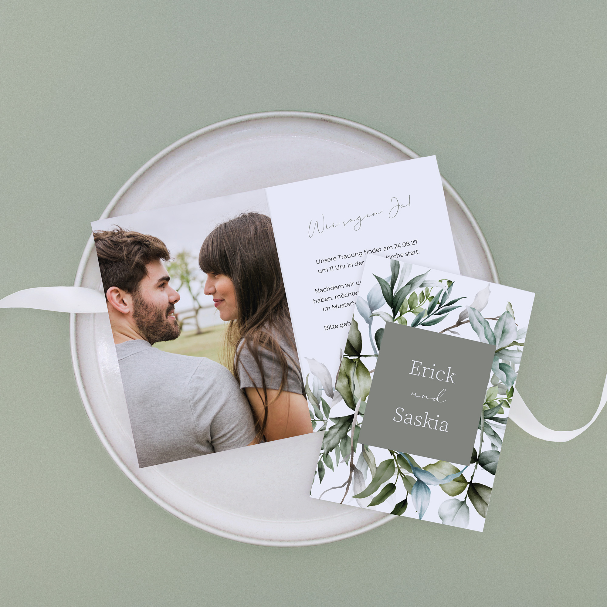 Klappkarte DIN A6 im Hochformat - Greenery "pure greenery"