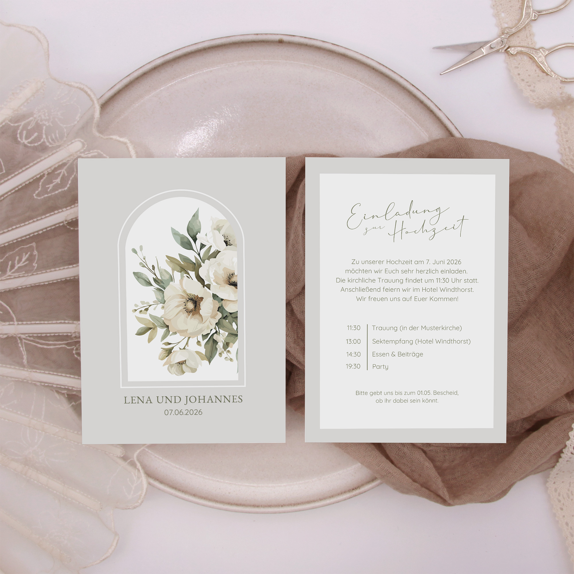 Postkarte DIN A6 im Hochformat - Vintage "ivory garden"