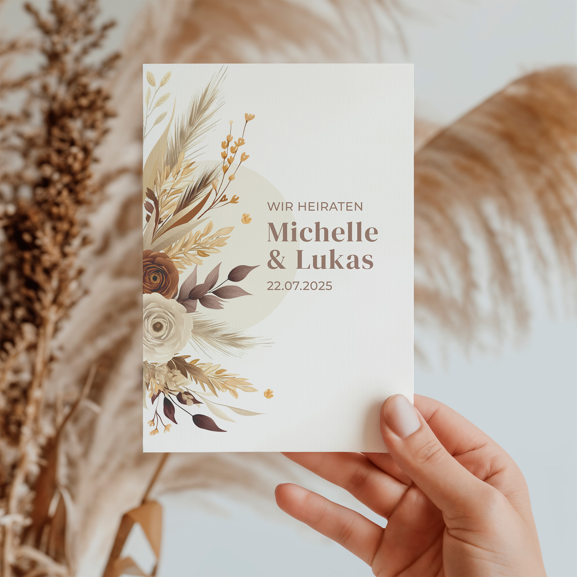 Postkarte DIN A6 im Hochformat - Boho "earth bouquet"