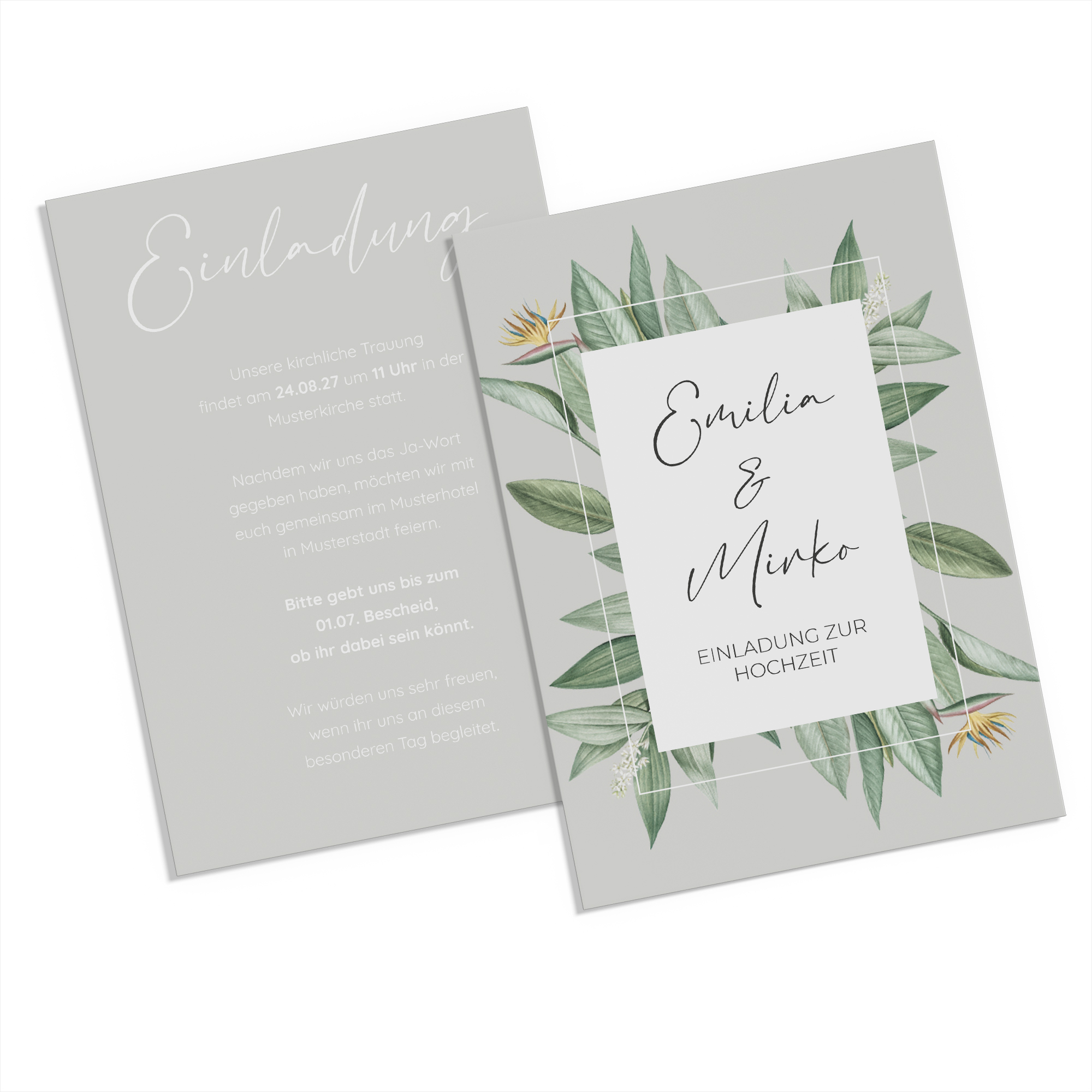 Postkarte DIN A6 im Hochformat - Greenery "tropical frame"