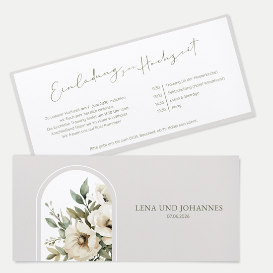 Postkarten DIN lang im Querformat 210 x 98 mm - Vintage "ivory garden"