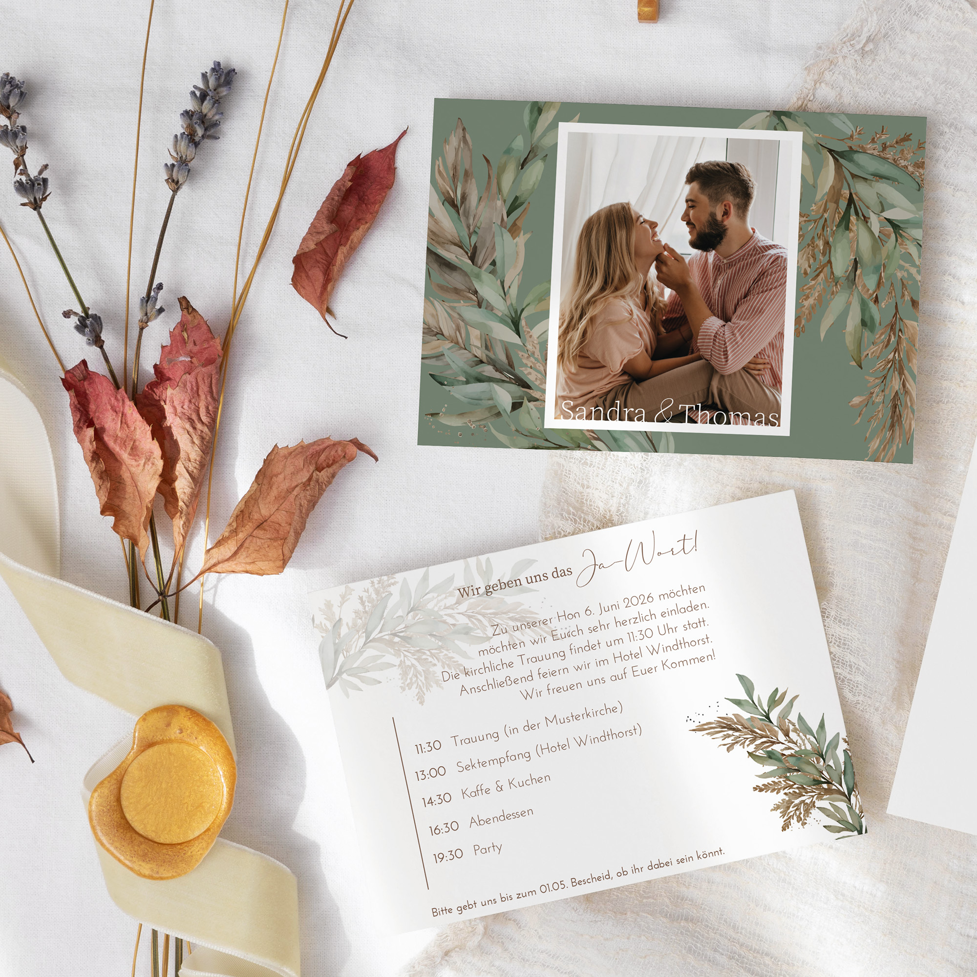 Postkarte DIN A6 im Querformat - Boho "rooted together"