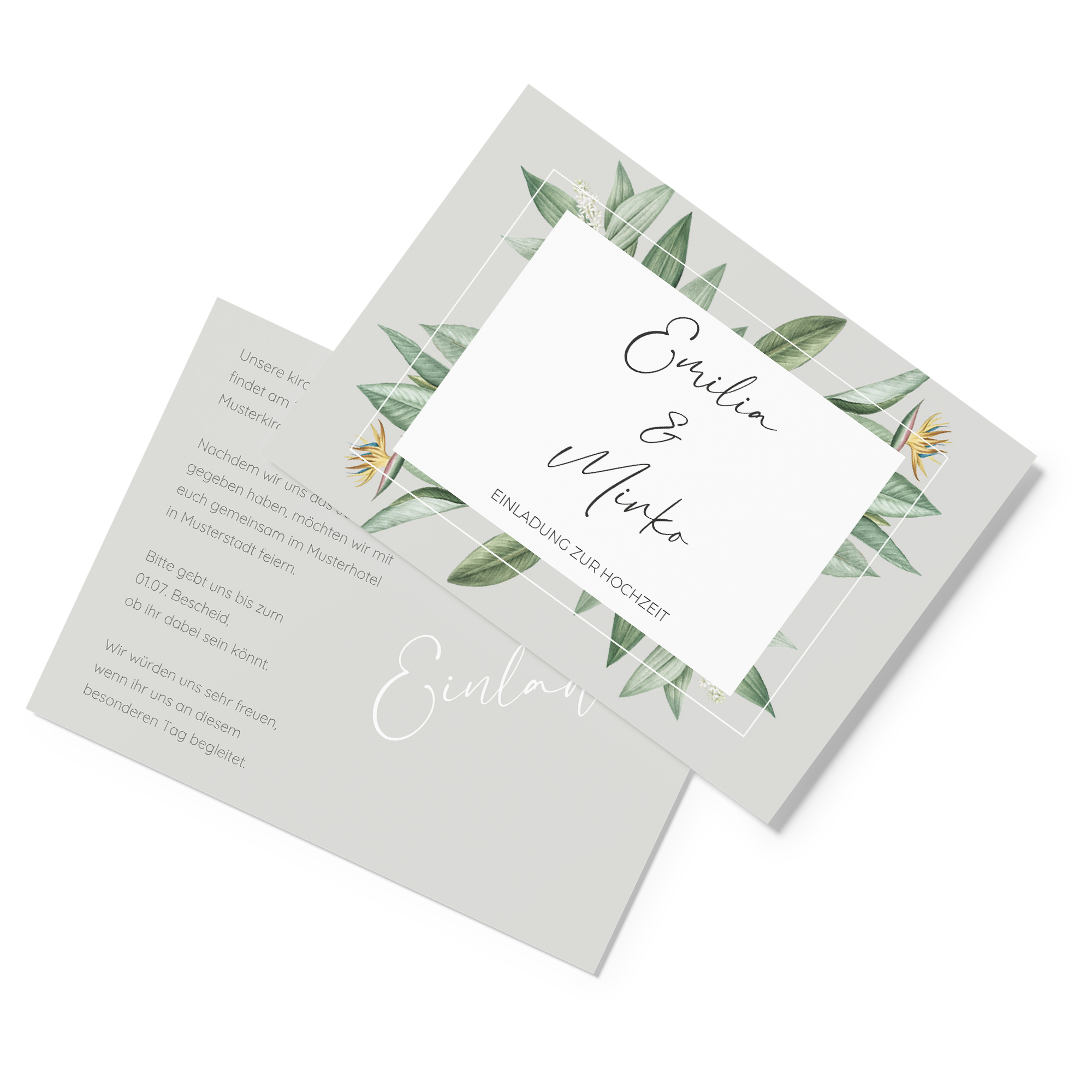 Postkarte DIN A6 im Querformat - Greenery - "tropical frame"