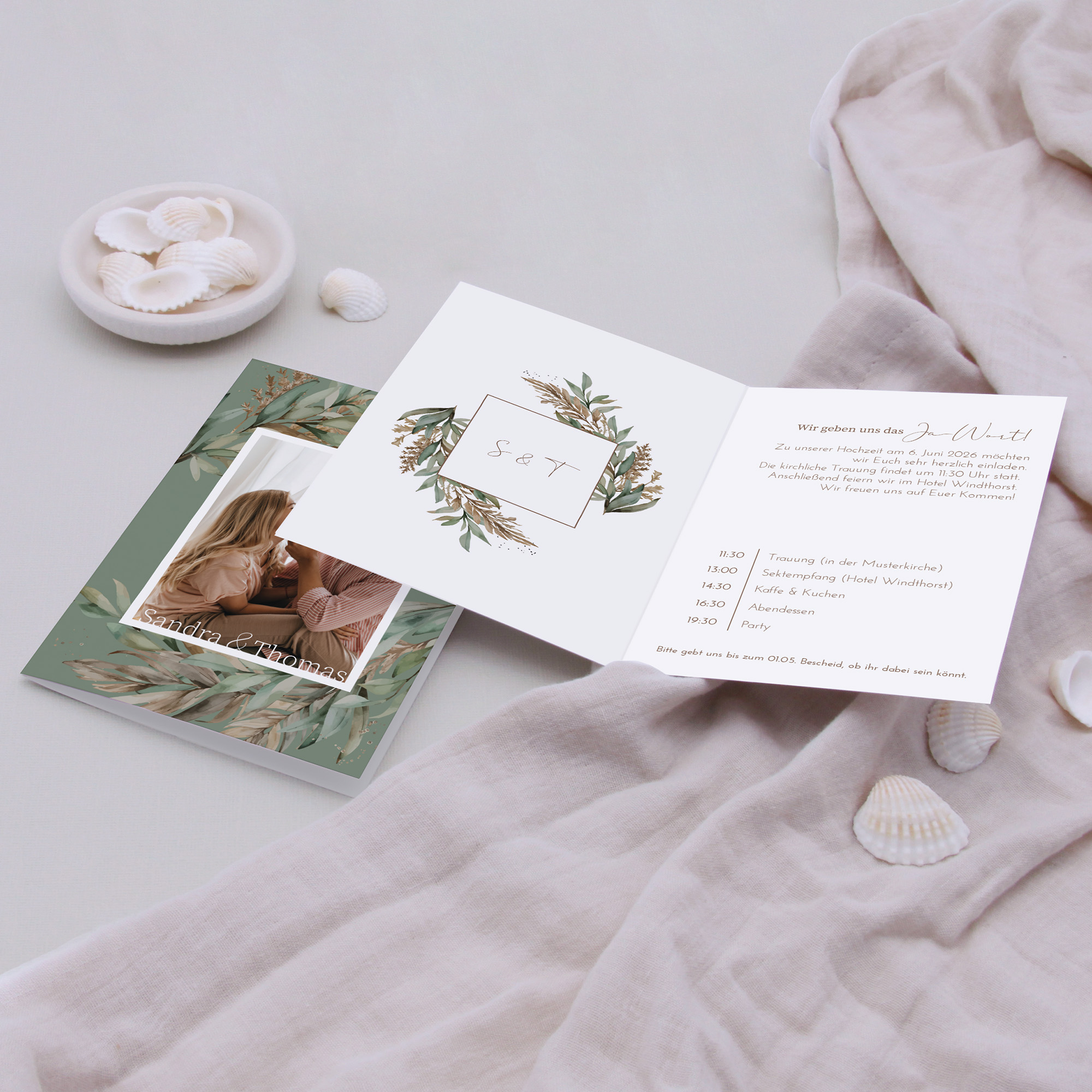 Klappkarte DIN A6 im Hochformat - Boho "rooted together"