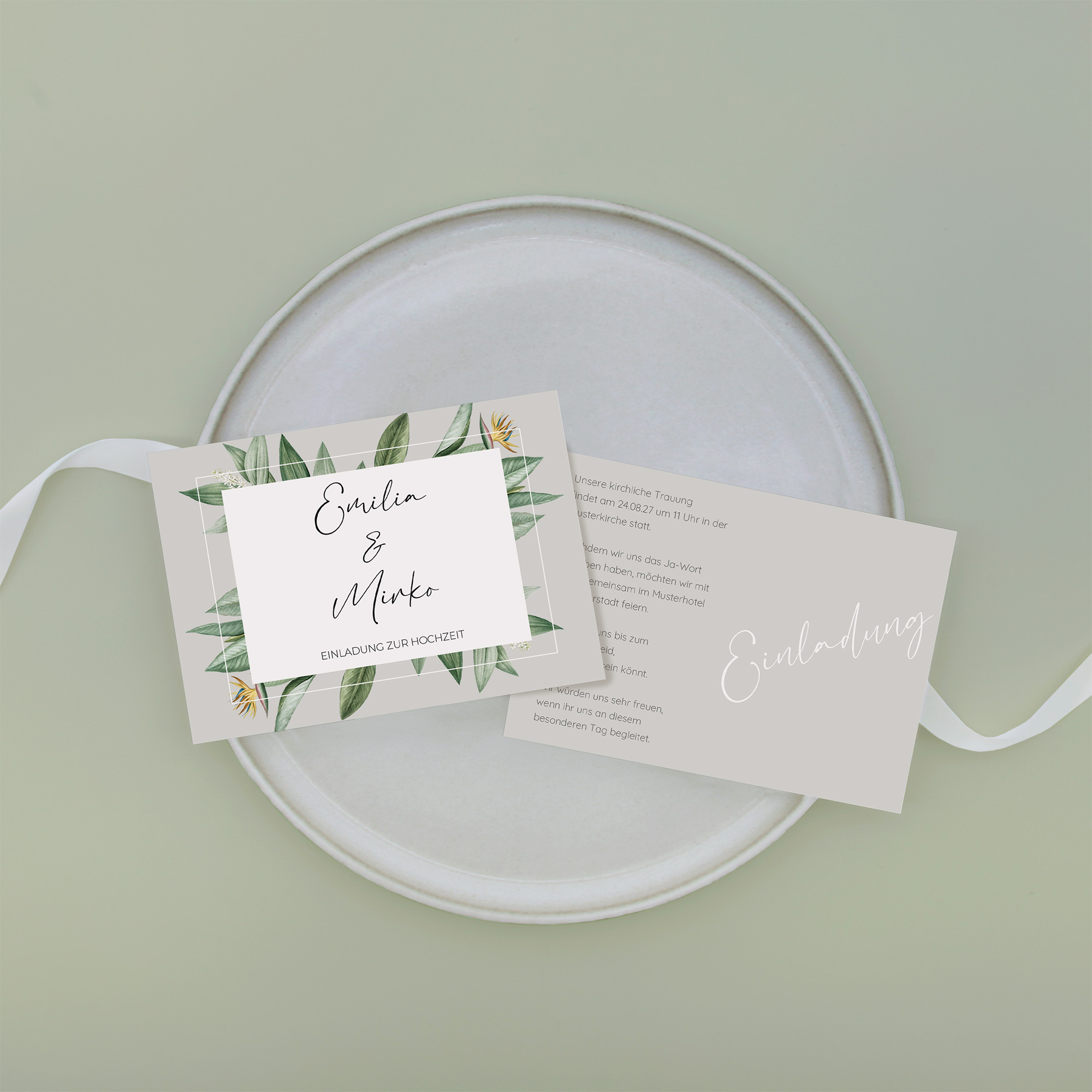 Postkarte DIN A6 im Querformat - Greenery - "tropical frame"