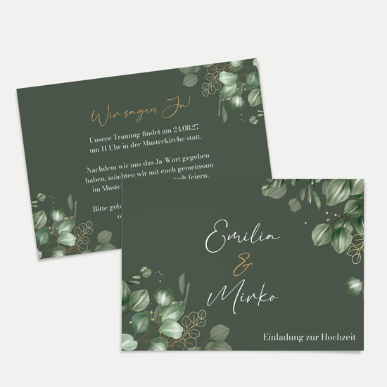 Postkarte DIN A6 im Querformat - Greenery - "eucalyptus night"
