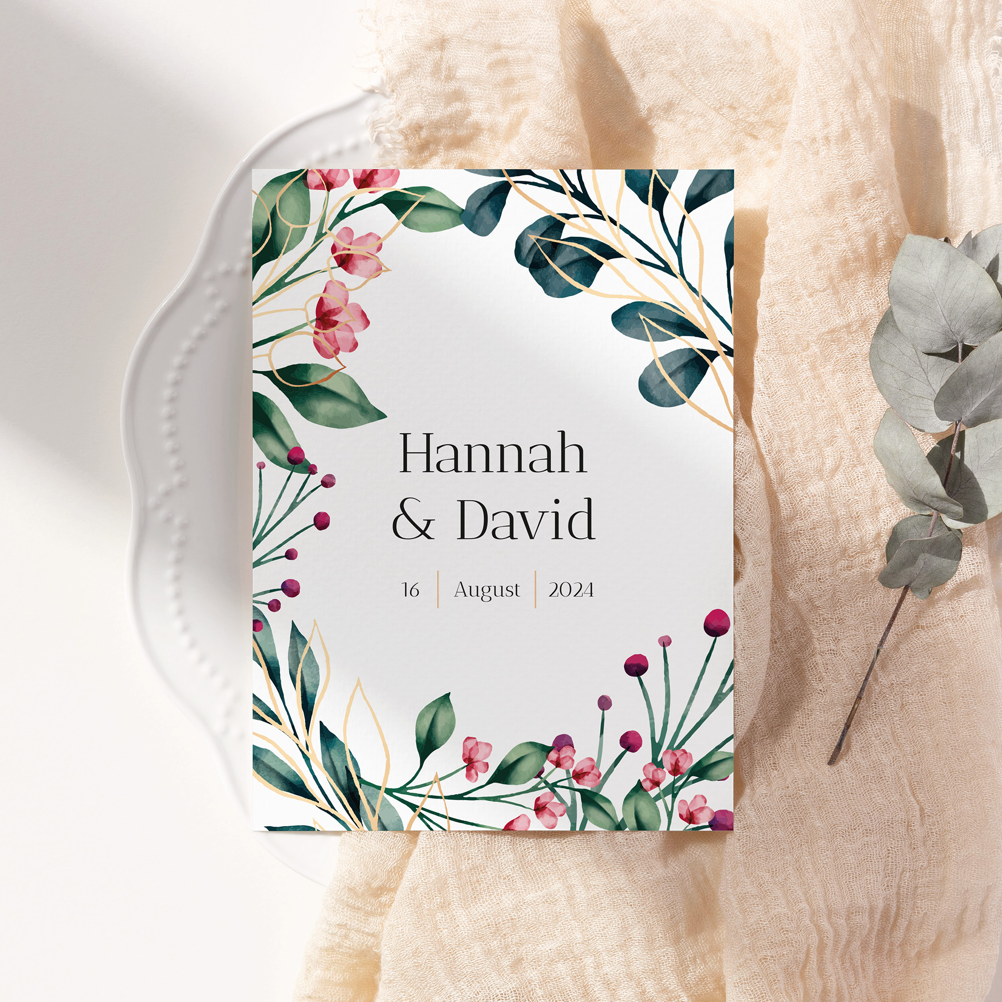 Postkarte DIN A6 im Hochformat - Floral "pink garden"