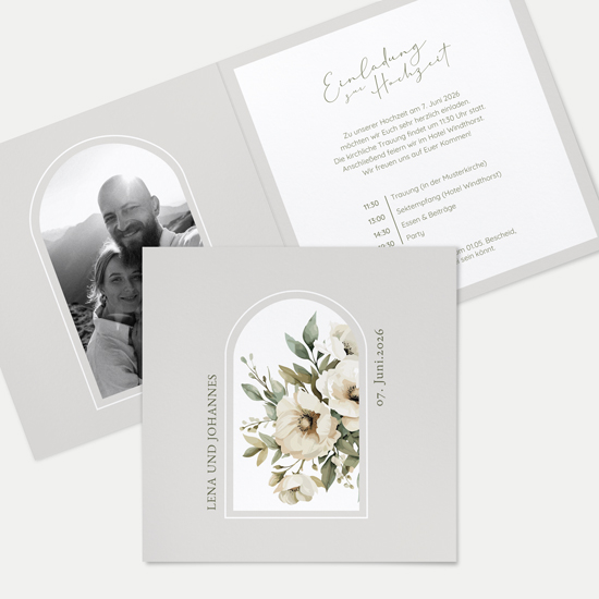 Klappkarte Quadratisch 148 x 148 mm - Vintage "ivory garden"