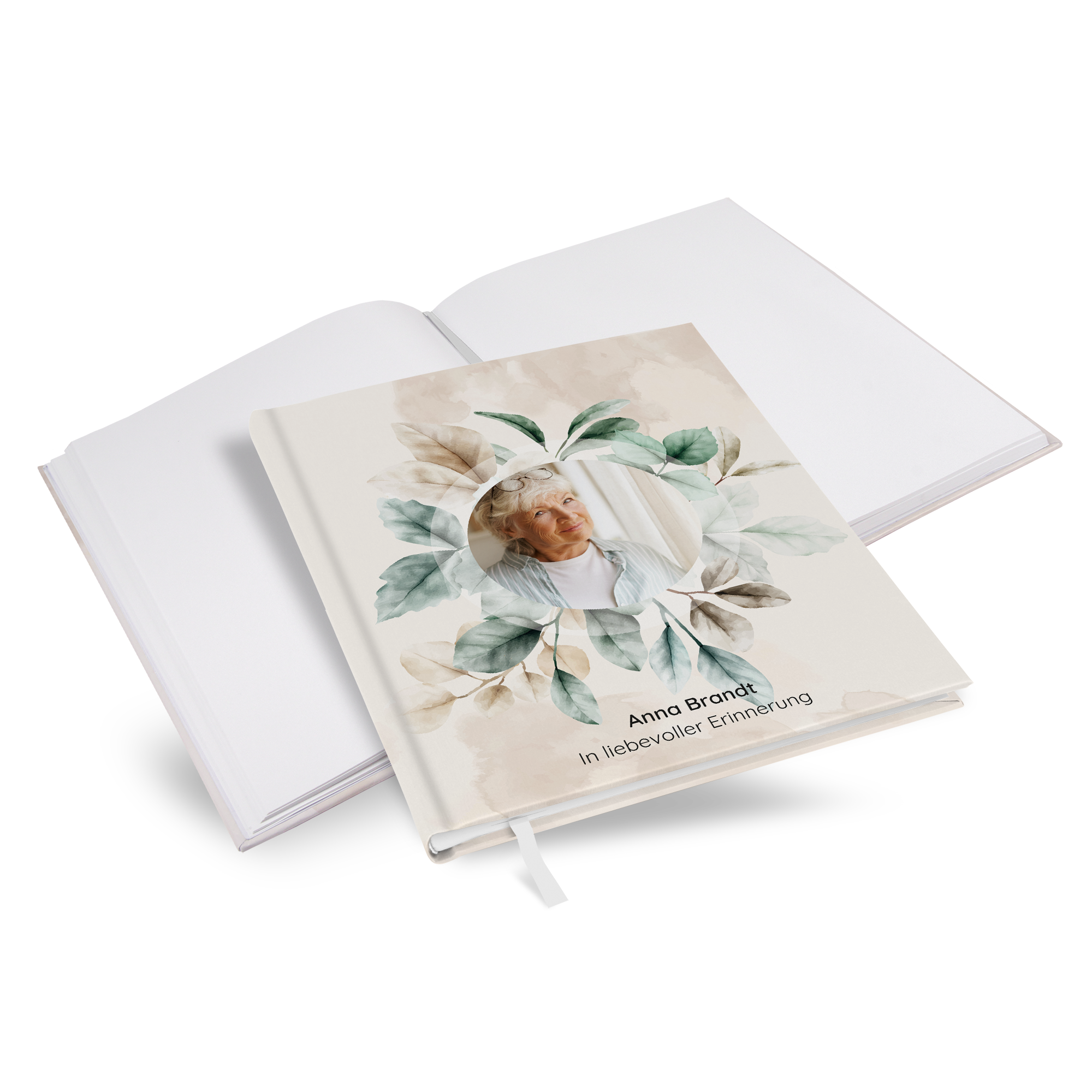 Kondolenzbuch - leaf & taupe