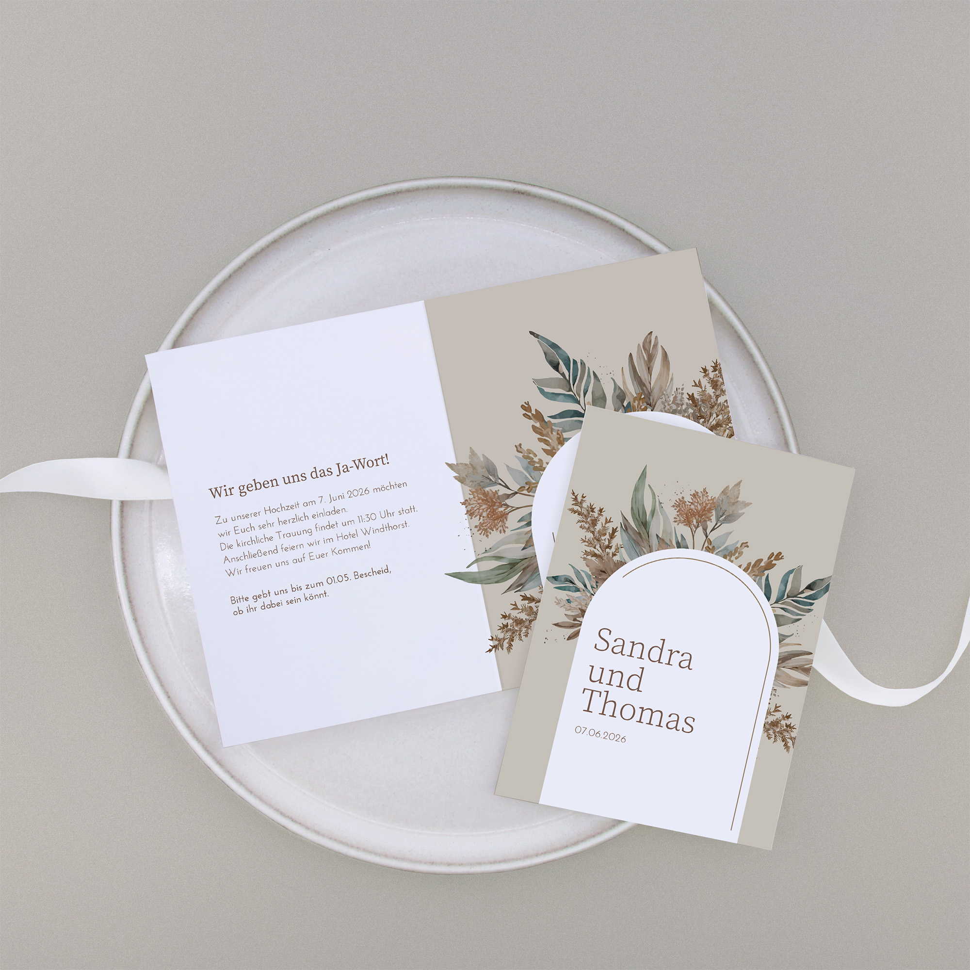 Klappkarte DIN A6 im Hochformat - Boho "bare nature"