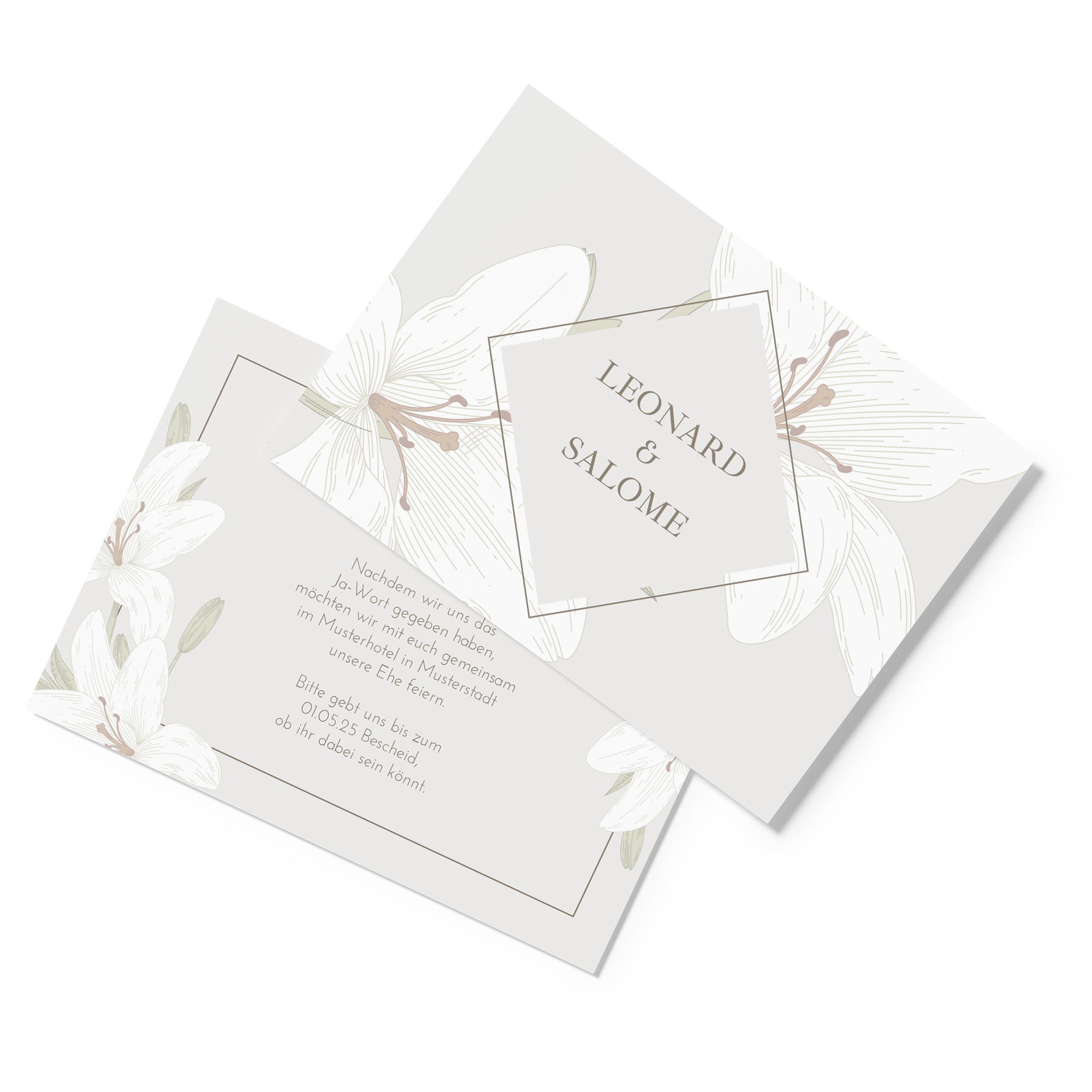 Postkarte DIN A6 im Querformat - Floral "white lily"