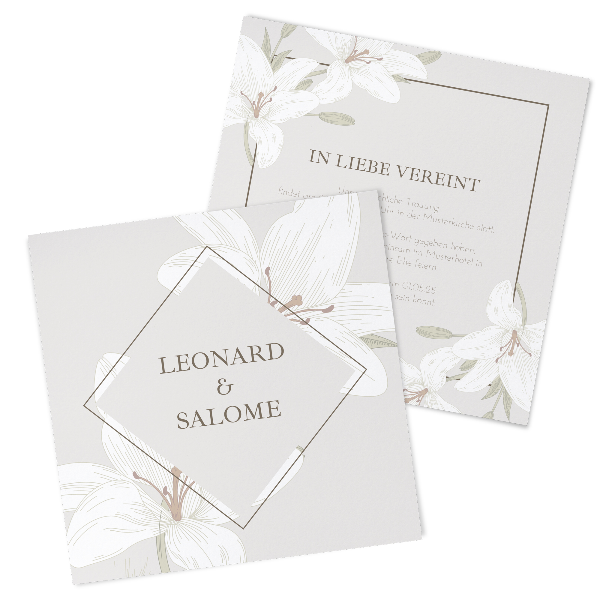 Postkarte Quadrat 148 x 148 mm - Floral "white lily"