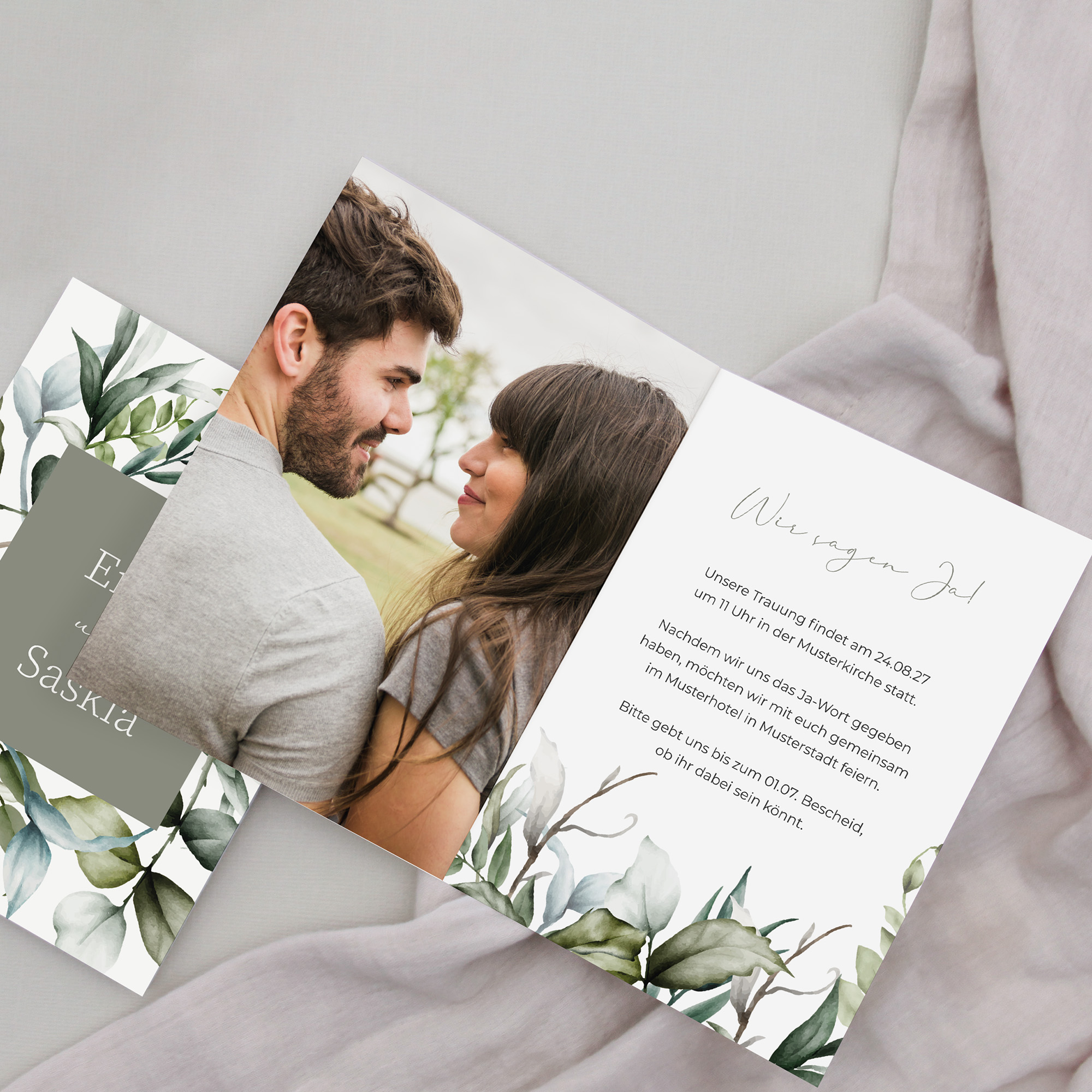 Klappkarte DIN A6 im Hochformat - Greenery "pure greenery"