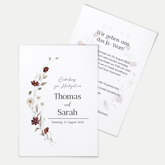 Postkarte DIN A6 im Hochformat - Vintage "wildflower note"