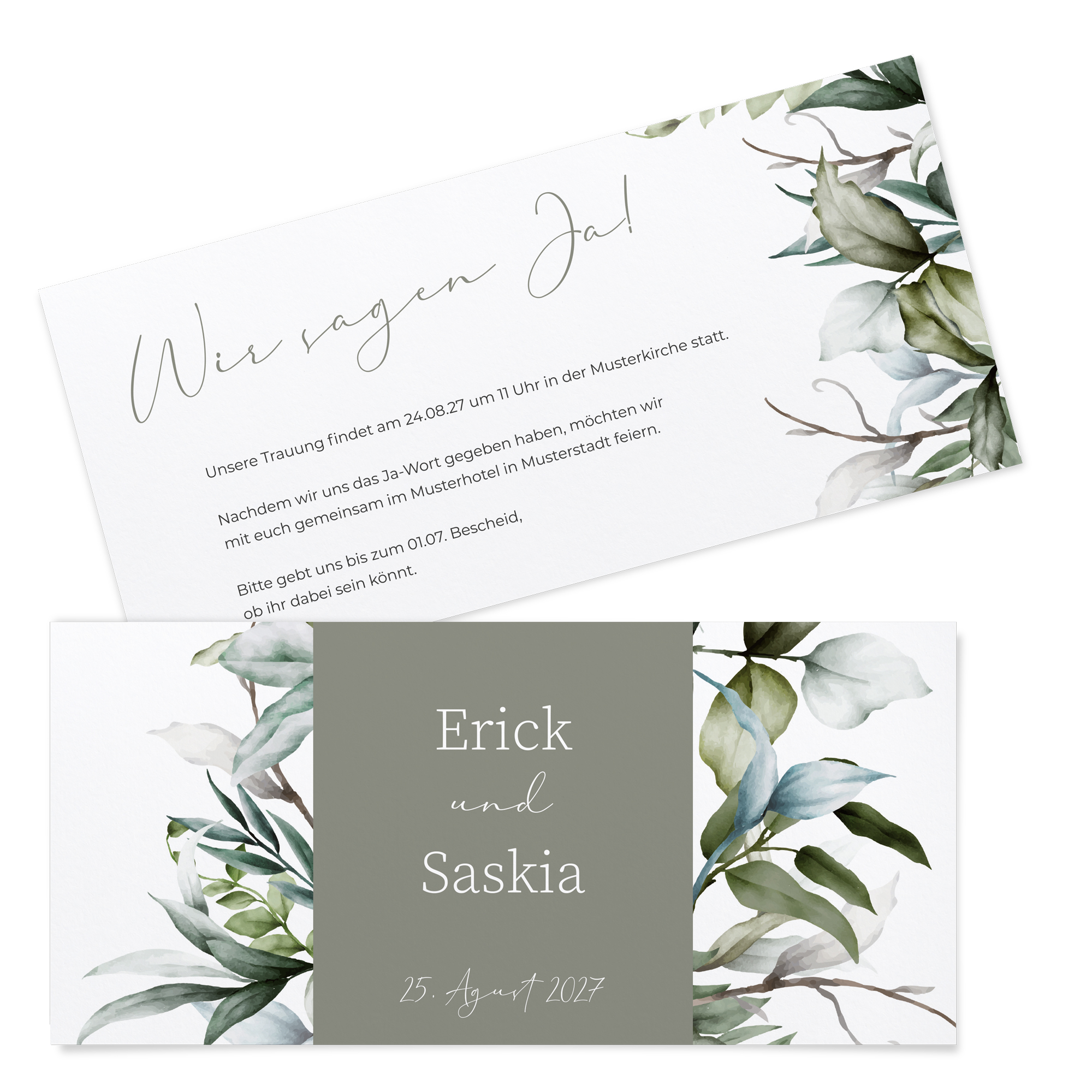 Postkarten DIN lang im Querformat 210 x 98 mm - Greenery "pure greenery"